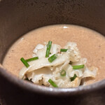 YAKITORI 燃 es - 鳥茶碗蒸し花びらだけのソテーと鳥のビスク