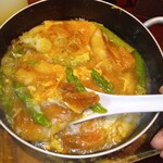 山本食堂 - 白身魚とアスパラの卵とじ