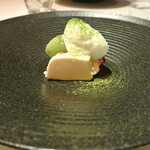 リストランテ カノフィーロ - フランボワーズのティラミス　抹茶のジェラート