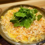 喰間 - 桜えびと新玉ねぎ、せりの玉子とじ