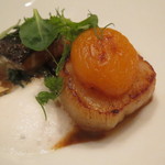 エクアトゥール - 前菜：鰻とホタテのコンビネーション、甲殻類のソース