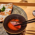 銀座 稲葉 - オレンジ卵つけていただきます