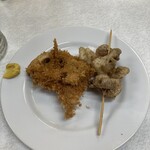 ゆたか食堂 - 明太蓮根フライと鶏皮フライ