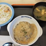松屋 - ホワイトハンバーグライスセット、ロカボ野菜チェンジ