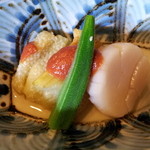 焼き茄子、オクラ、帆立