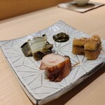 Edomae Sushi Hattori - 鮑 鮑肝ソース 煮蛸 子持昆布　