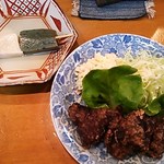 おでん割烹語りばさ - 向こう・生麩のおでん。手前クジラの竜田揚げ