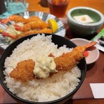 宇田川町魚金 - 海老フライ定食　1200円　+　ごはん大盛り　100円