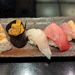 えんどう寿司 - 穴子、ウニ、シマアジ、中トロ、ぶり