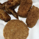ニュー・クイック - 料理写真:手羽先唐揚げ胡麻甘辛和え　108円
蟹クリーミーコロッケ　162円
お肉屋さんのハムカツ　194円