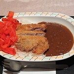 アルプス - CURRY SHOP ALPS @八重洲地下街 カツカレー 税込500円 福神漬け多めでお願い 懐かしい先割れスプーンで頂きます