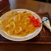 やぶ栄 - カツカレー♪スプーンは蕎麦屋ならではの出前の漬物に包まれる紙で覆われていたw