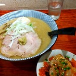 灼味噌らーめん 八堂八 - 味玉味噌 1100円、おまかせ飯 600円