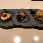 鮨 なかや - 北海道産あん肝、磯つぶ貝、子持昆布