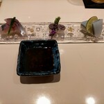 鮨 なかや - 横須賀市走水産釣り鯵、石川県産サヨリ、スミイカ有明海苔挟み、土佐醤油