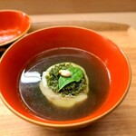 Akasaka Kikunoi - ⚫蓋物「甘鯛新茶蒸し  湯葉  花柚子  茶蕎麦  玉露  分葱」