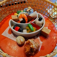 韻松亭 - 二の膳　出汁巻玉子/鰊甘露煮/茄子/隠元/松風/丸十/酢取り蓮根/蟹真丈/南瓜