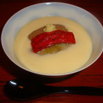 和ごころ 泉 - 山科産茄子と蓮芋に赤万願寺唐辛子乗せの茶碗蒸し風