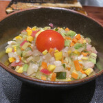 薪炭まだら - 【穂】オリジナルTKG、角切りの野菜が個性的