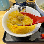 超純水採麺 天国屋 - 浅利の佃煮と「地頭鶏TKG魯山人醤油」