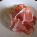 ラ クチーナ ヴェンティトレ - 2013/08　生ハム　完熟めろん　バジルのソルべ