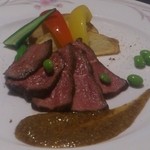 手白澤温泉ヒュッテ - 夕食メイン（肉料理）