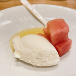 蕎麦割烹  倉田 - 小玉スイカ&バニラアイスクリーム
