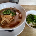 麺屋 周 - あっさり鶏ごぼう中華とネギめし