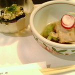 Shikisai - 前菜の２品　豚がおいしかった！！