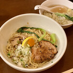 麺食堂 一真亭 - 醤油ばんめん+海老ワンタンスープ (¥1,000-)