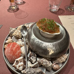 モノリス - ❷蛤、あおさ海苔のクリーム、コンソメジュレ