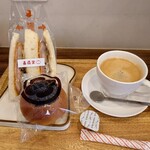 喜福堂 - つぶあんパンとハムカツサンド＆コーヒー