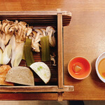 界 箱根 - 朝食(せいろ蒸し 梅味噌 生姜醤油)