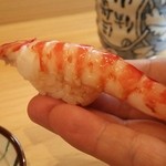 小判寿司 - 蒸したて海老。