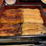 鰻のえびや - 『白樺』アップ左 三度付けの蒲焼き 右 白焼き。鰻のハ一プ&ハ一プですね^_^