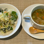 カフェレストラン 暖 - セットのサラダとスープ