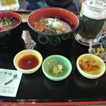 レストラン 大王 - ワサビ山菜蕎麦、ワサビ丼セットとワサビビール