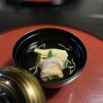 日本料理 和か葉 - ⑤キンキの含ませと黄金豆腐　筍　ジュンサイ　すかし大根　木の芽