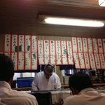 ファミリーすしガーデンハウス - 板さんが一所懸命にネタを切り分ける