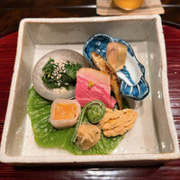 比良山荘 - しとけ　稚鮎の熟鮓　本もろこ　猪のロースト　鯉の子　筍の姫川煮　桜鱒の蕪巻き