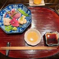 比良山荘 - 鰻の焼き霜　鹿肉のたたき　鯉の洗い