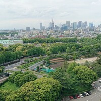 ビューアンドダイニングザスカイ - THE Sky @Hotel New Otaniy 左手手前に迎賓館、左手奥にJリーグy30周年を祝う国立競技場、右手奥に新宿の高層ビル街が望めます