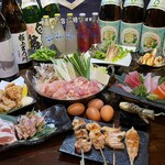 Ippeisotsu - 宴会コースは飲み放題付きで2時間4,400円【料理8品】／2.5時間4,950円【料理9品】／3時間5,500円【料理10品】の3コース♪飲み放題はドリンク全メニュー飲み放題で日本酒も店主厳選の料理や季節に合わせた常時約5種類が飲み放題！