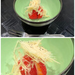 四季彩ダイニング　春 - ◯苺の椰子糖かけ
      …日野産のイチゴ“やよい姫”に
      コレまた希少な、椰子の樹液から作ったヤシ糖を
      繊維状に加工したものがかけられています♪