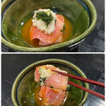 四季彩ダイニング　春 - ◯メジマグロの山かけ
      …大和芋のとろろと黄身醤油でいただきます♪
      中トロも♡美味です♪(*´-`)