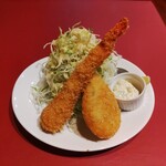 Shichijou - 海老フライ、ズワイ蟹のクリームコロッケ、コールスロー
