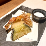 名駅 鮨 天野 - 天冨良 (車エビ、ホタテ、赤ナス)