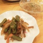 はま秀焼酎茶屋 - サヤマメとゴボウのキンピラ、ところてん