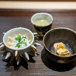 すし玲 - 魚素麺 あん肝 そら豆のすり流し