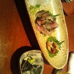 焼酎と手しごと料理の店　まさや - 烏賊・鯵・サザエ（肝醤油で）